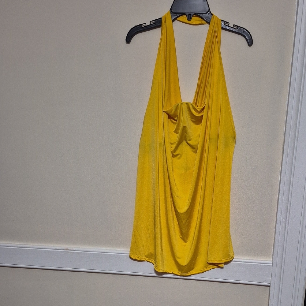 Yellow Halter Neck Drape Top